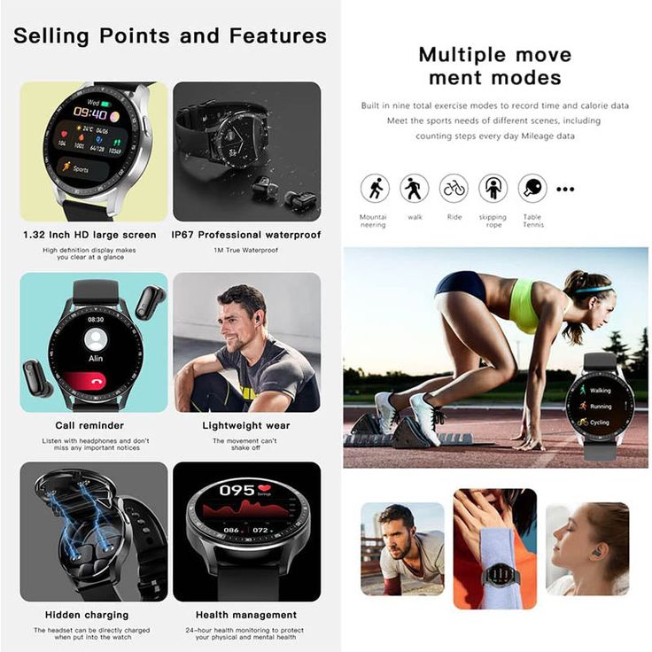 Hanio Teko RW37 Smart Watch & Wireless Earbuds | Bluetooth Calling