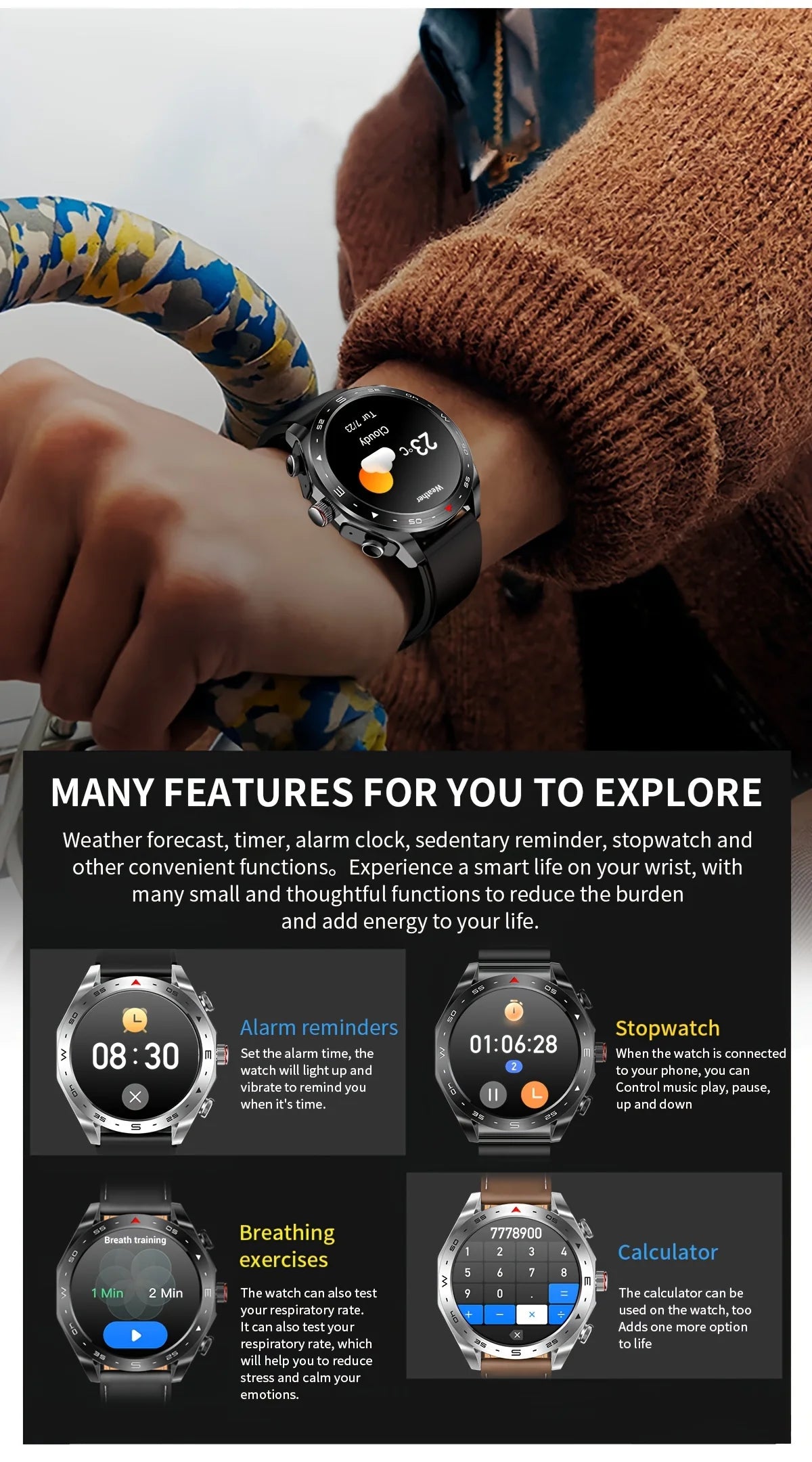 Hanio Teko RW37 Smart Watch & Wireless Earbuds | Bluetooth Calling